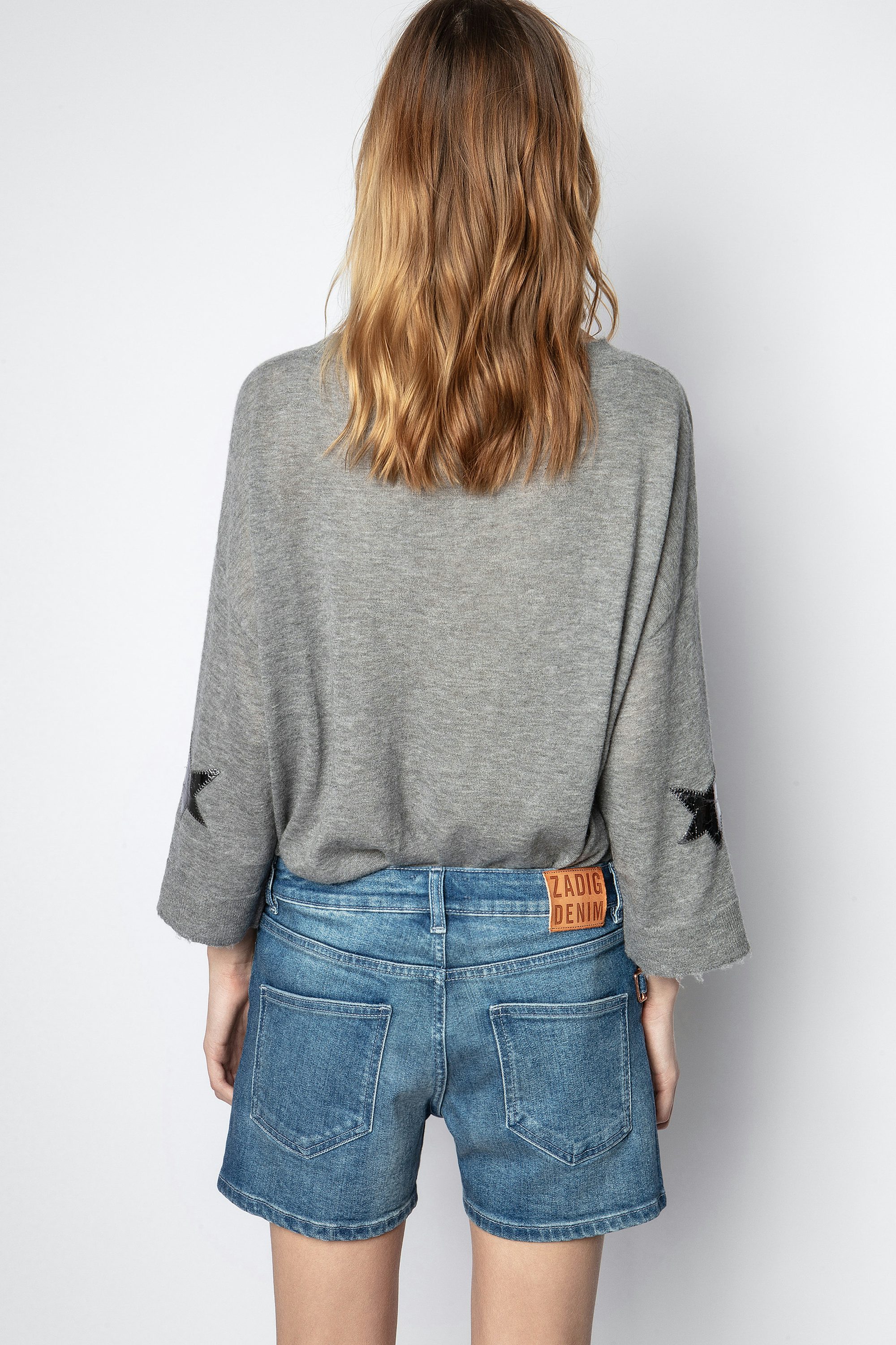 Pull Flint Patch Cachemire - Pull gris femme, en cachemire plume.